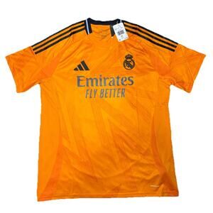 Adidas Real Madrid Away 2024/2025 Soccer Jersey Orange Mens XL Slim IU5013 NEW